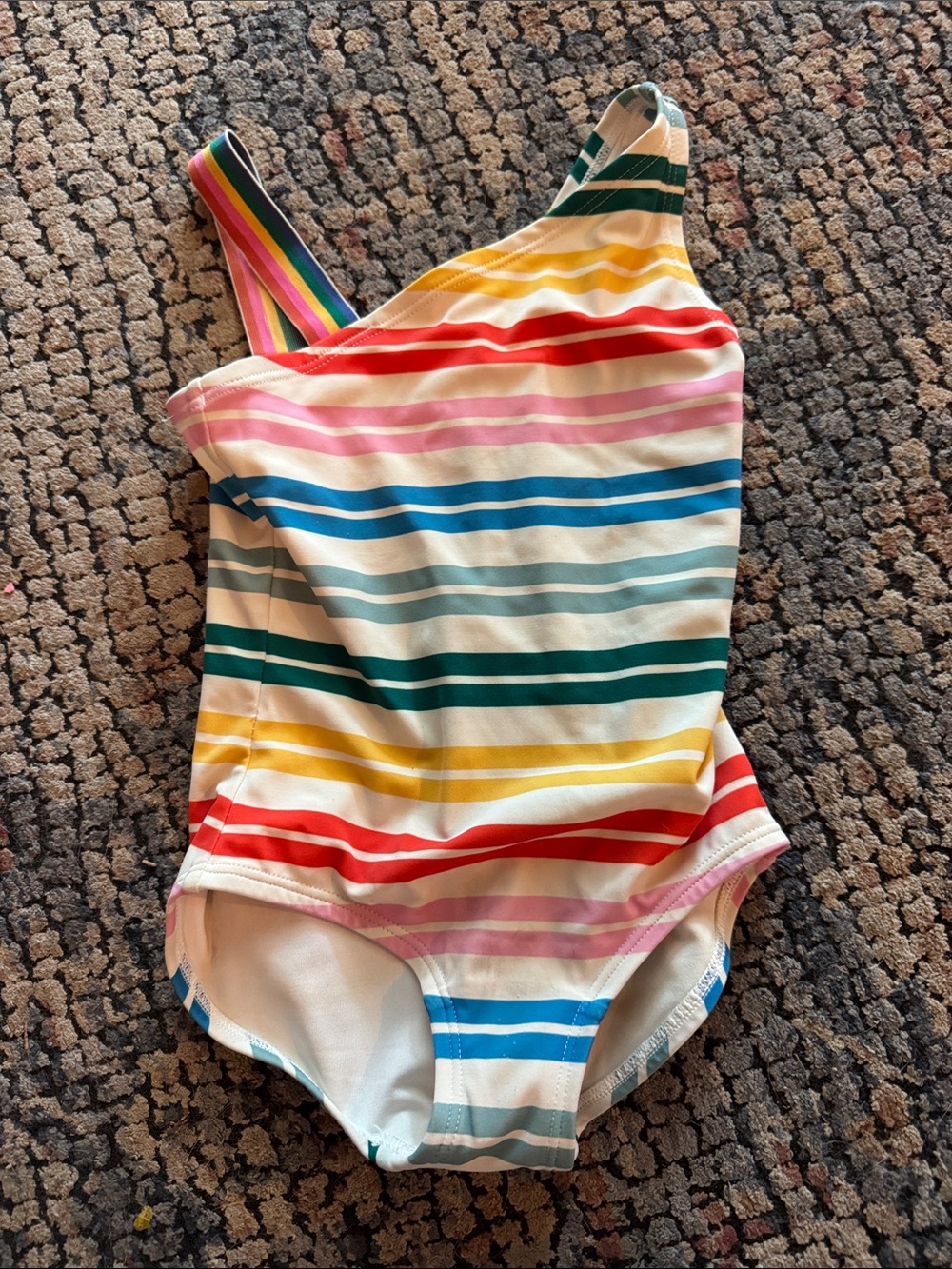 Toddler Girls' 3T Hanna Andersson Stripe One-Shoulder Swimsuit -
